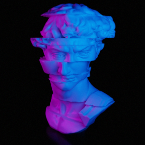 Head Of David Glitched | Big size desk gadget Handmade | History| Sculpture| Home Decor| Unique| Gifts| Decoration| Greek | Ancient Statue White Retrowave