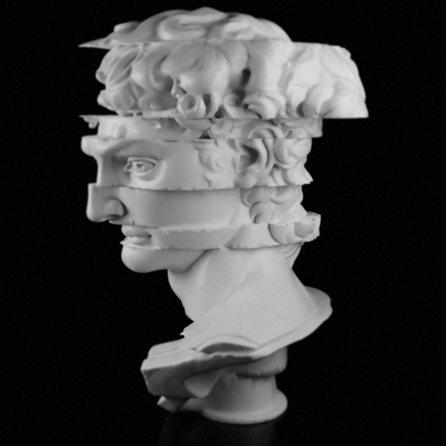 Head Of David Glitched | Big size desk gadget Handmade | History| Sculpture| Home Decor| Unique| Gifts| Decoration| Greek | Ancient Statue White