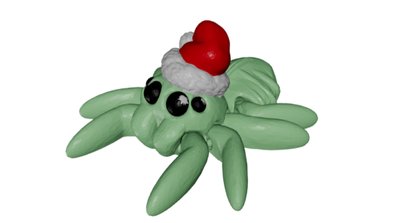 Spider with a Christmas cap