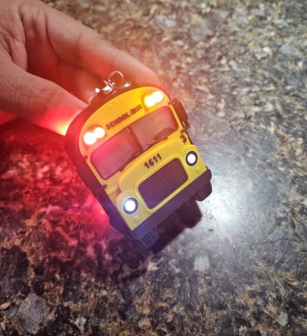 Rechargeable 3d printed School Bus Keychain with functional lights