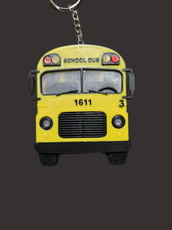 Personalized 3D-Printed School Bus Keychain
