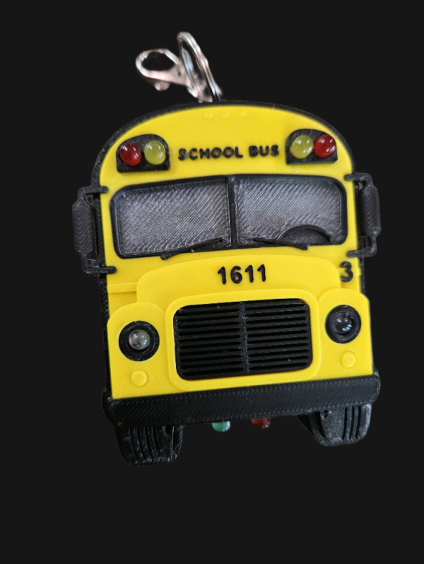 Rechargeable 3d printed School Bus Keychain with functional lights