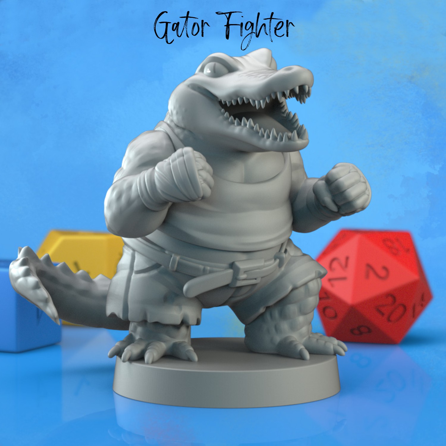 Gator Fighter | Male | Fighter | Lizard Folk | Found Family Adventurecraft | Tabletop miniatures | D&D