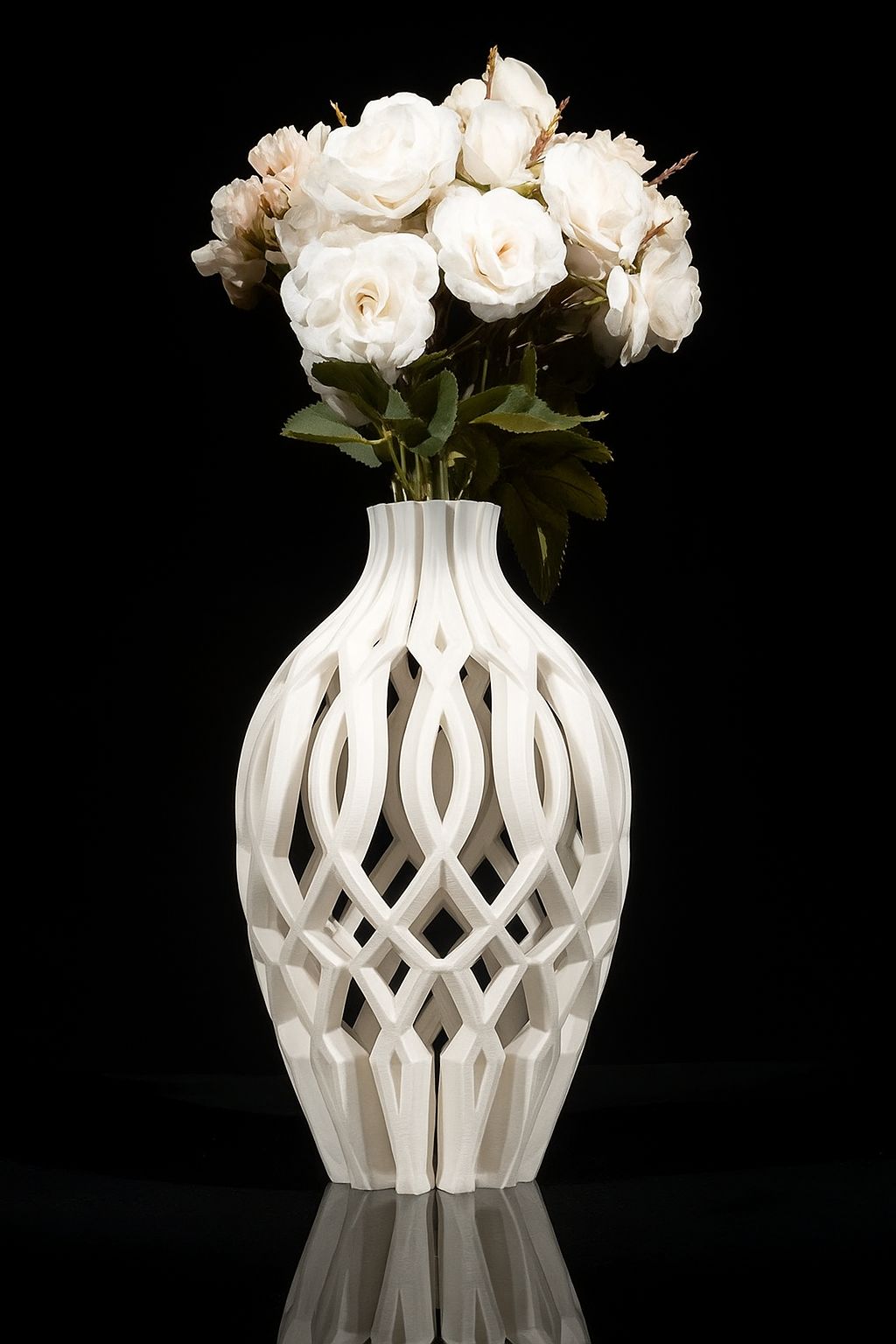 Vaso Luxo Crystal Grid Branco 20cm