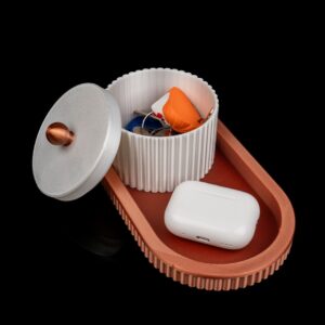 Kit Organizador de Entrada "Canelado" (Bandeja e Pote)