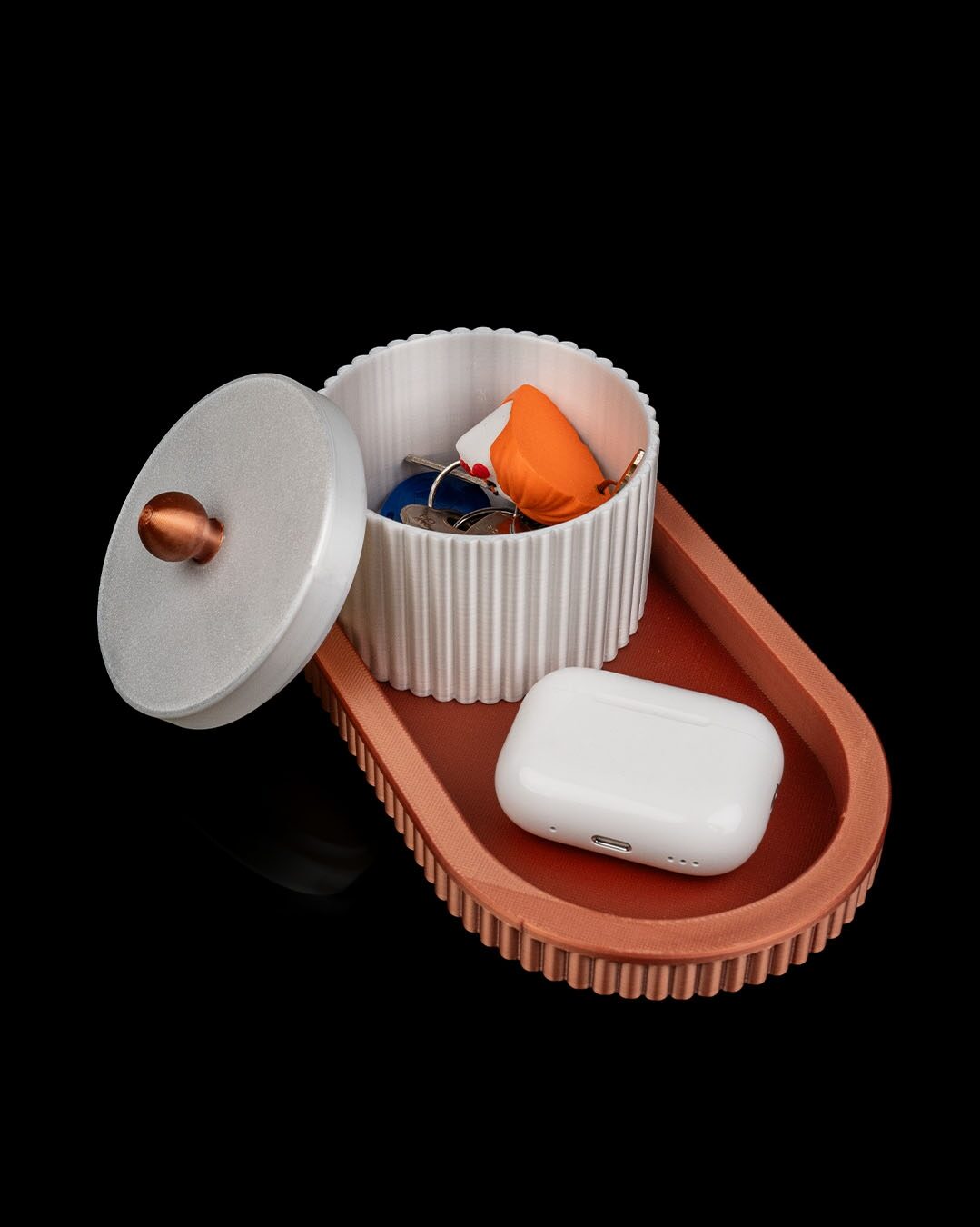 Kit Organizador de Entrada "Canelado" (Bandeja e Pote)