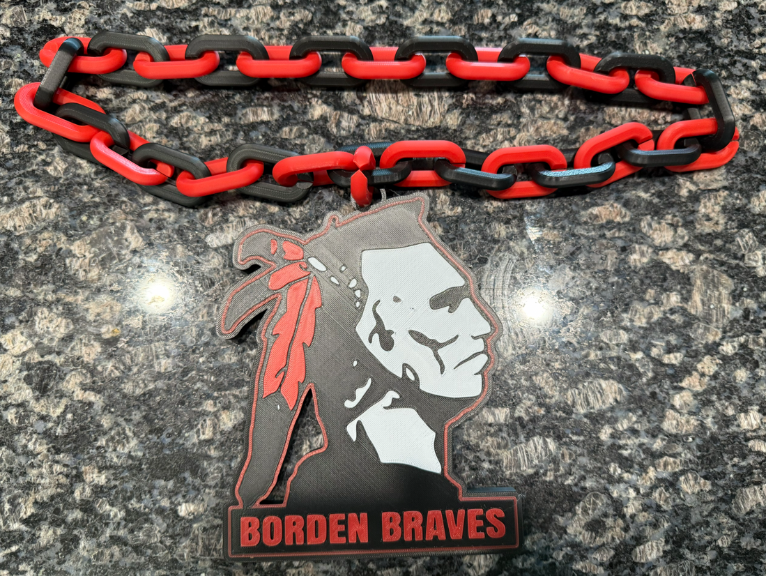 Borden Braves Oversized Hype Chain Charm and Necklace