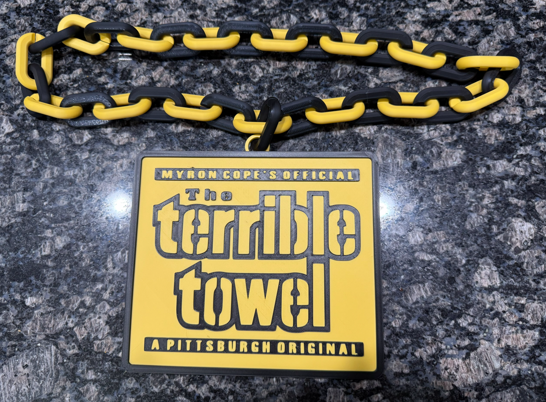 Pittsburgh Steelers Terrible Towel Oversized Hype Chain Charm and Necklace