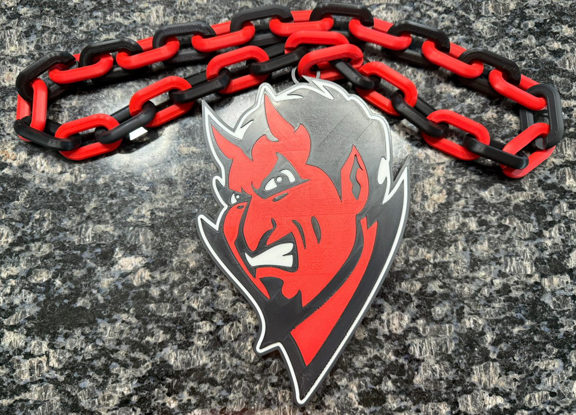 Jeffersonville Devils Oversized Hype Chain Charm and Necklace - Image 2