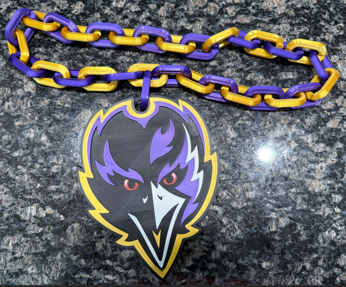 Baltimore Ravens Oversized Hype Chain Charm and Necklace