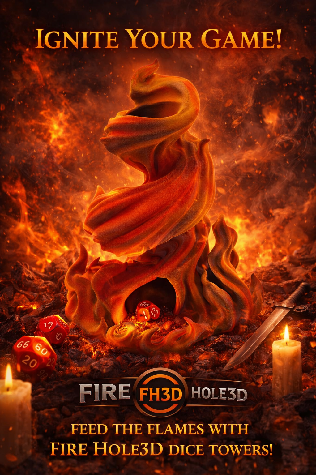 Burning Roll Dice Tower