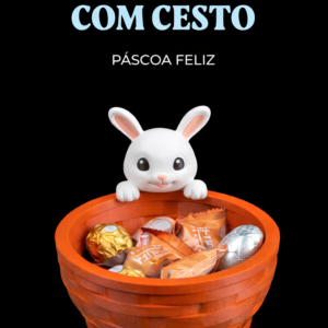Coelho de páscoa com cesto.