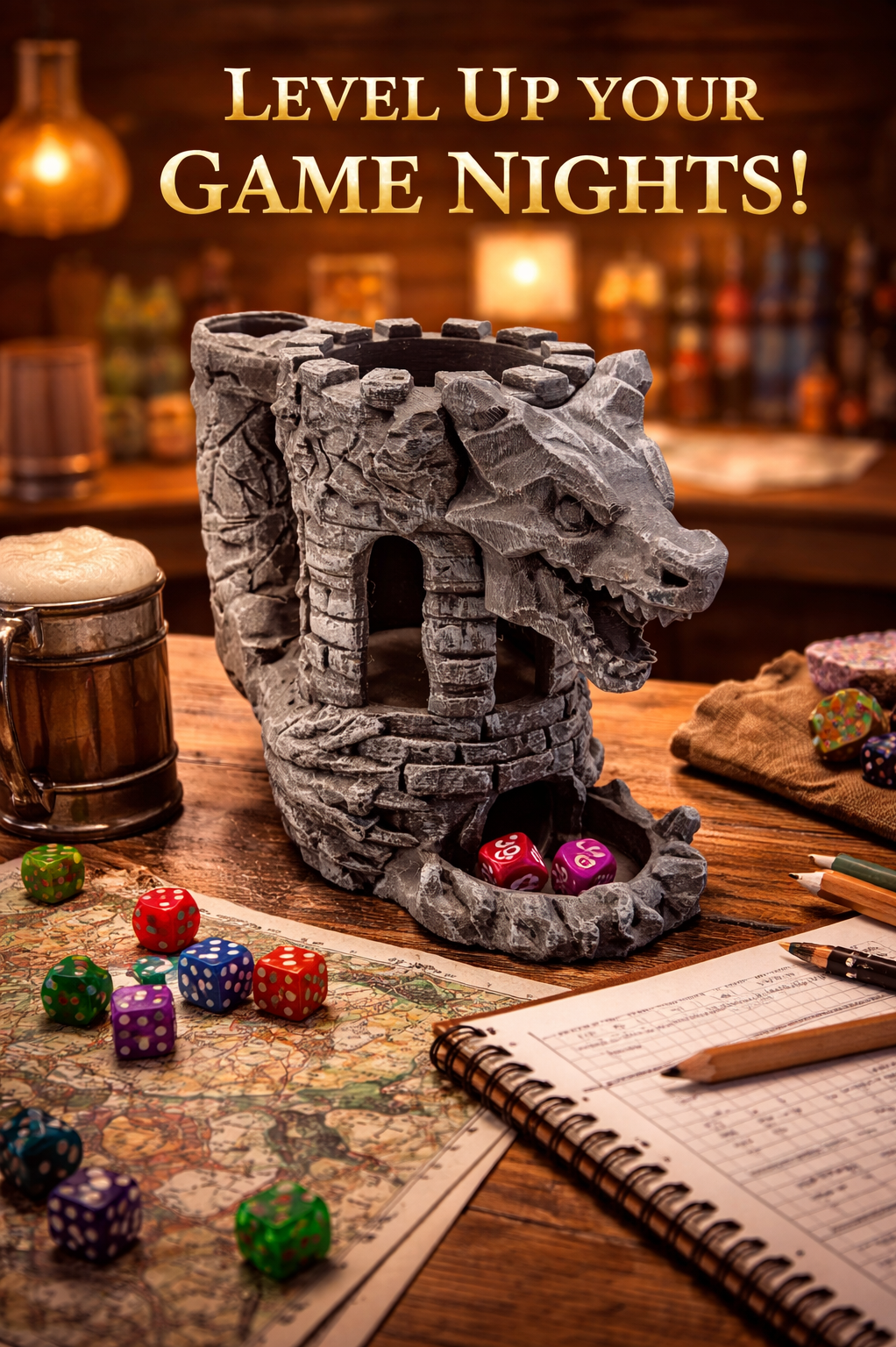 Dragon's Fortress Canholder and Dice Tower