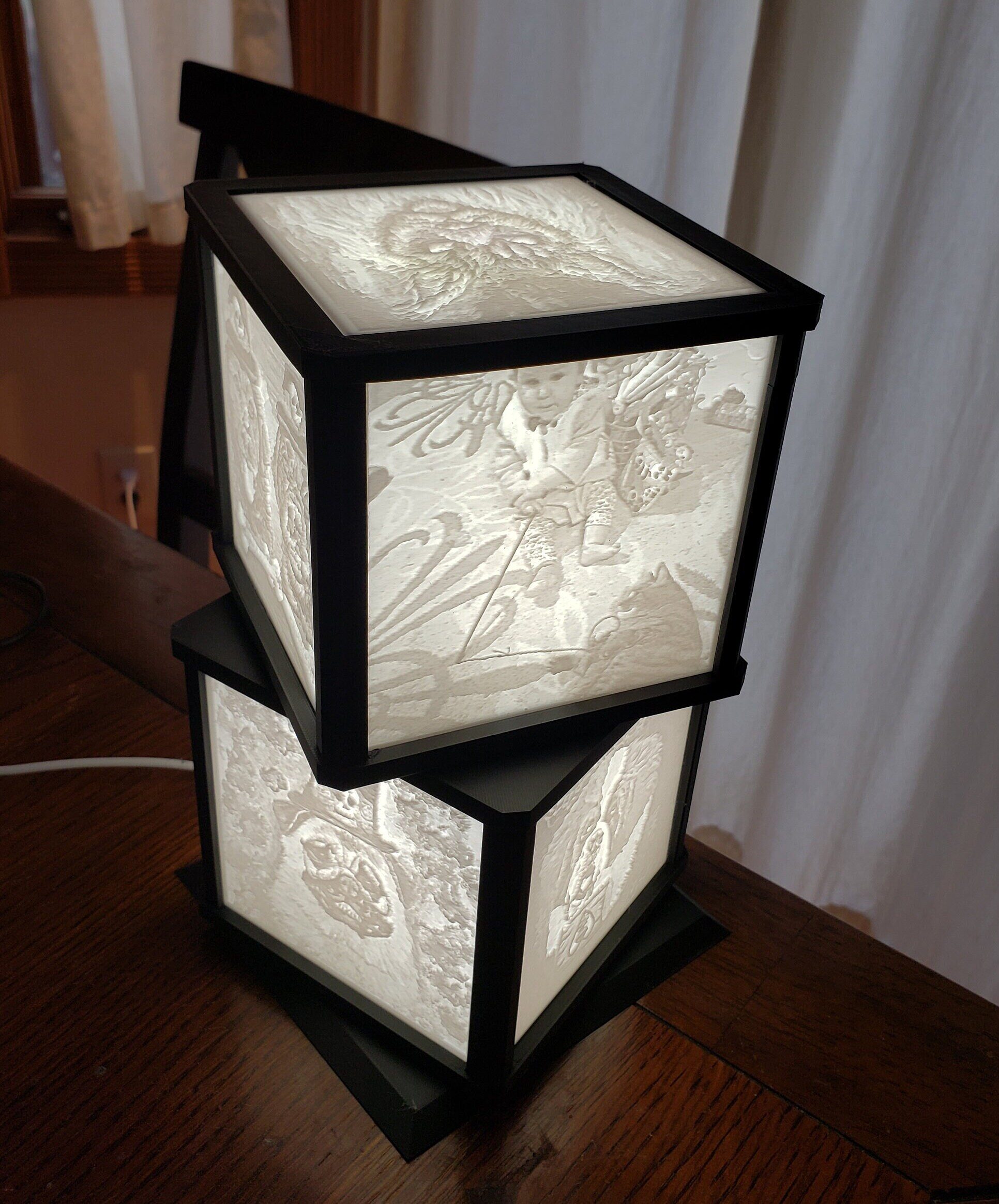 Personalized 9 Photo Rotating Lithophane Light Box