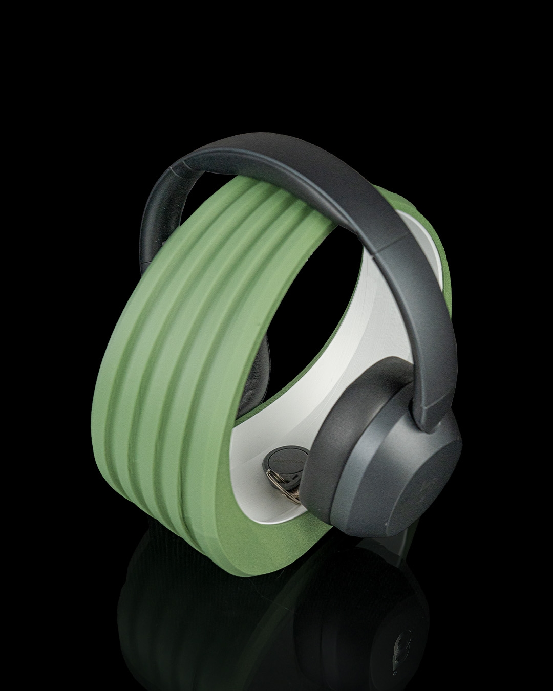 Suporte para headphone minimalista verde oliva e branco