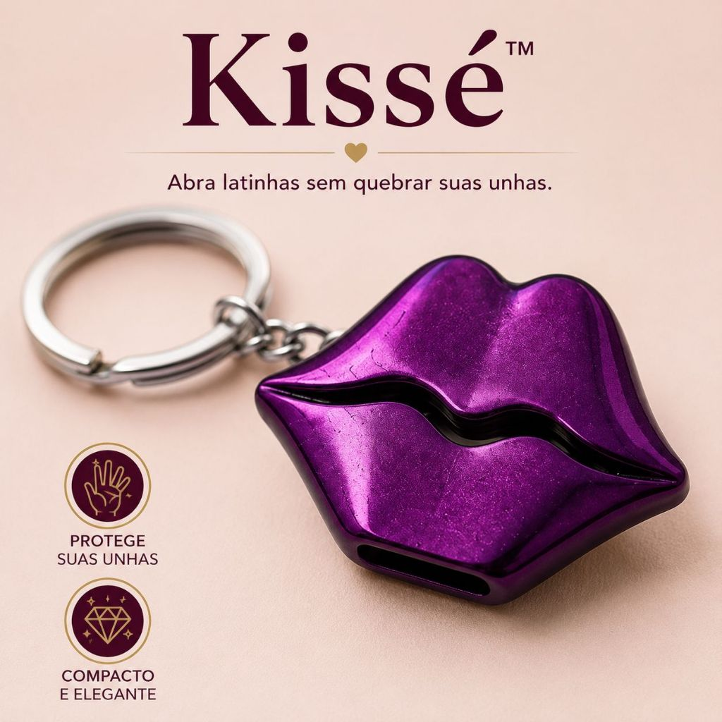Chaveiro Abridor de Latas Beijo| Protege Unhas Feminino Compacto Portátil Kissé™