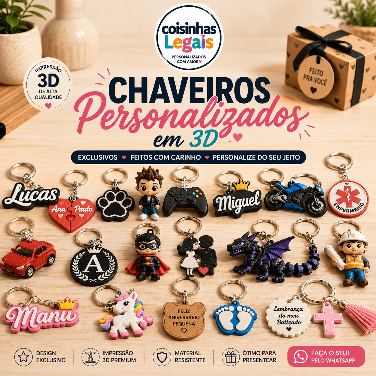 Chaveiro Personalizado em 3D