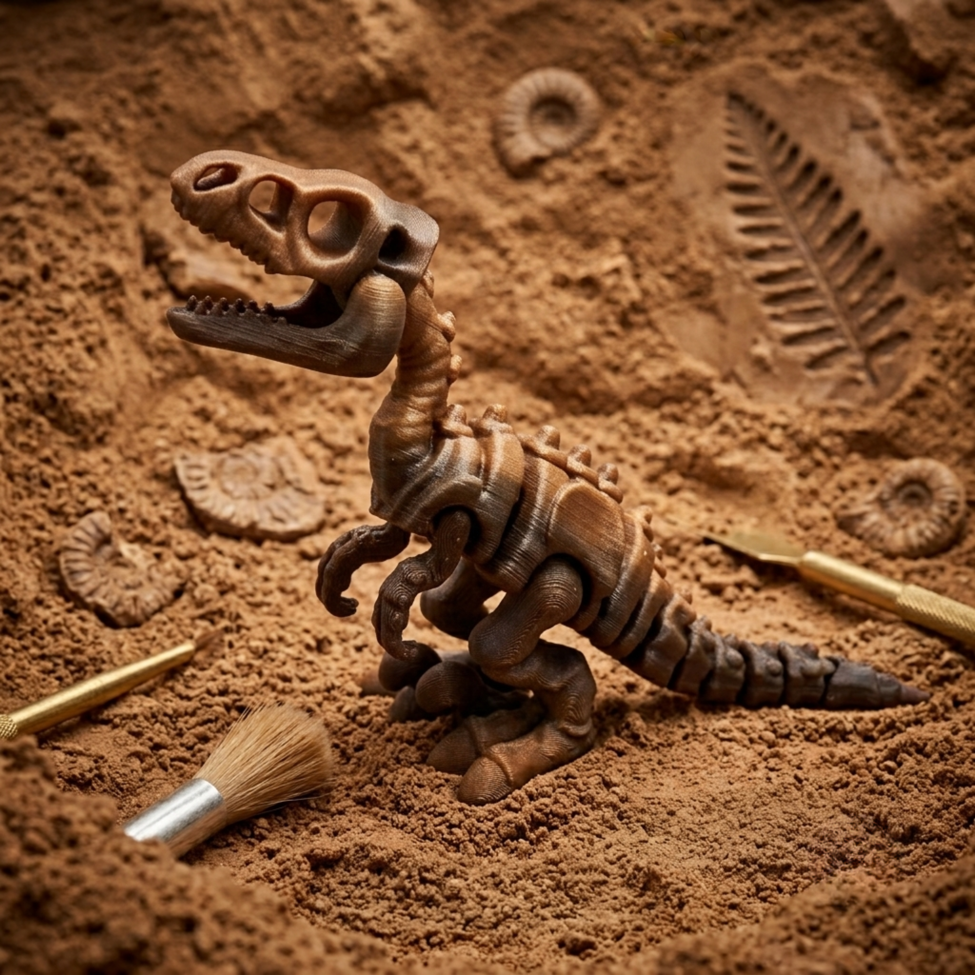 Skeleton Velociraptor Bronze Brown - Image 2