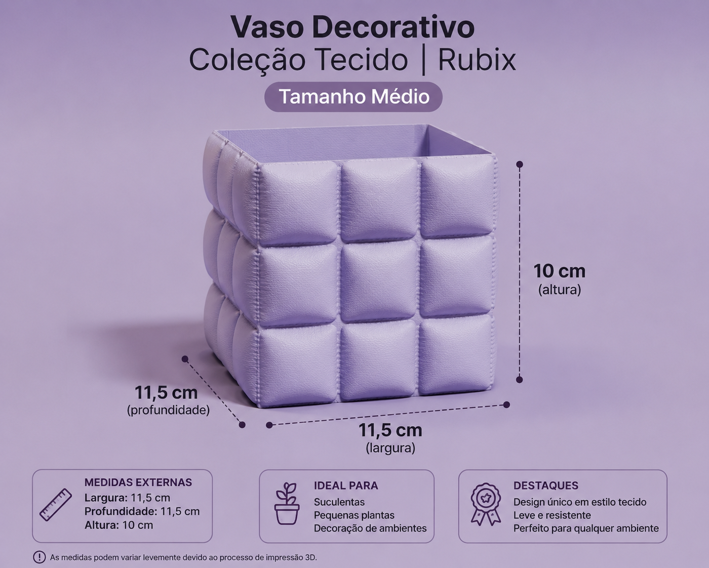 Vaso Decorativo Coleção Tecido | Rubix | Tamanho Médio