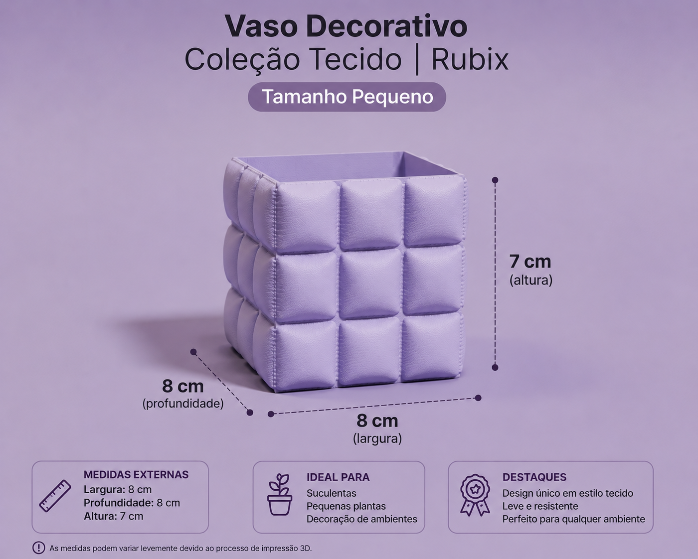 Vaso Decorativo Coleção Tecido | Rubix | Tamanho Pequeno