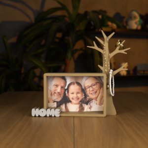 Porta-Porta-Retrato Decorativo "Home" com Árvore Porta-Joias / Chaveiro