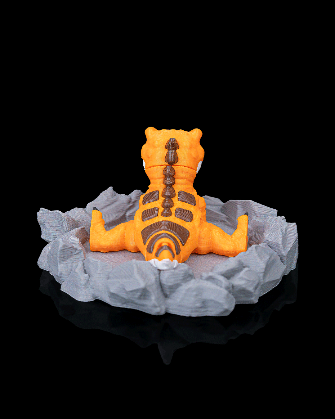 3D Printed Hatching Baby Dinosaur Toy | Tiny T-Rex Fidget Figurine with Rocky Nest Display Base - Image 3