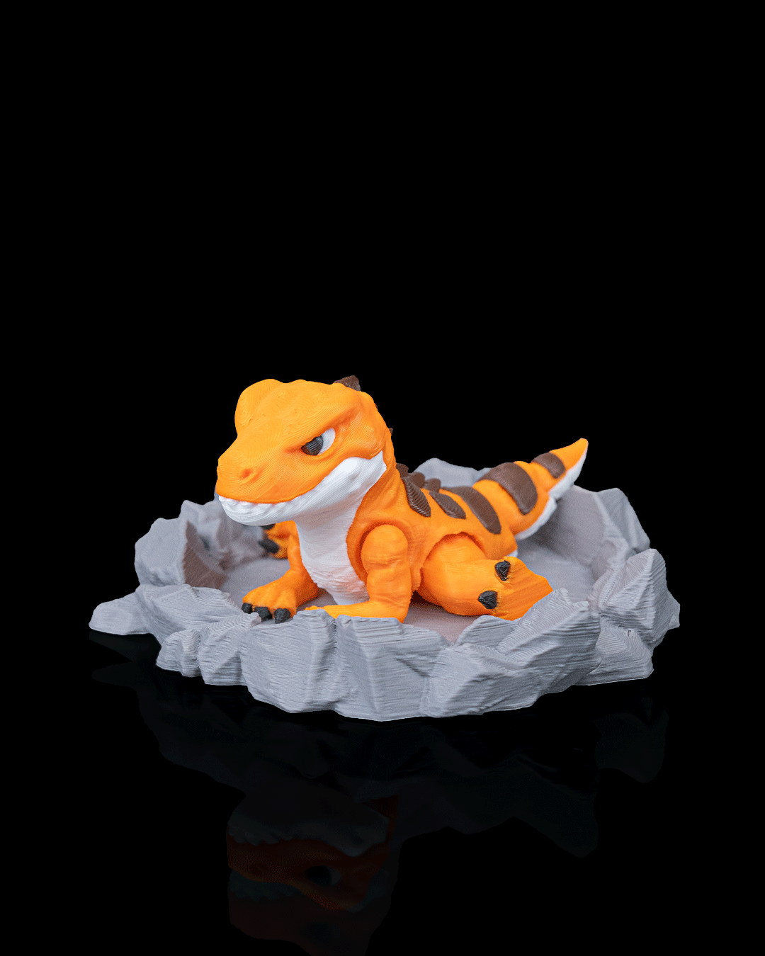 3D Printed Hatching Baby Dinosaur Toy | Tiny T-Rex Fidget Figurine with Rocky Nest Display Base - Image 2