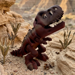 3D Printed Skeleton T-Rex Figurine | Articulated Dinosaur Fossil Desk Toy | High-Quality Gradient Tigerwood PLA Display | Prehistoric Aesthetic Gift