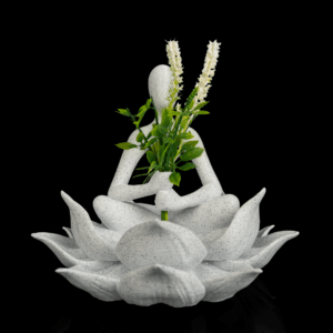 Escultura Vaso Decorativo Flor de Lótus Meditando