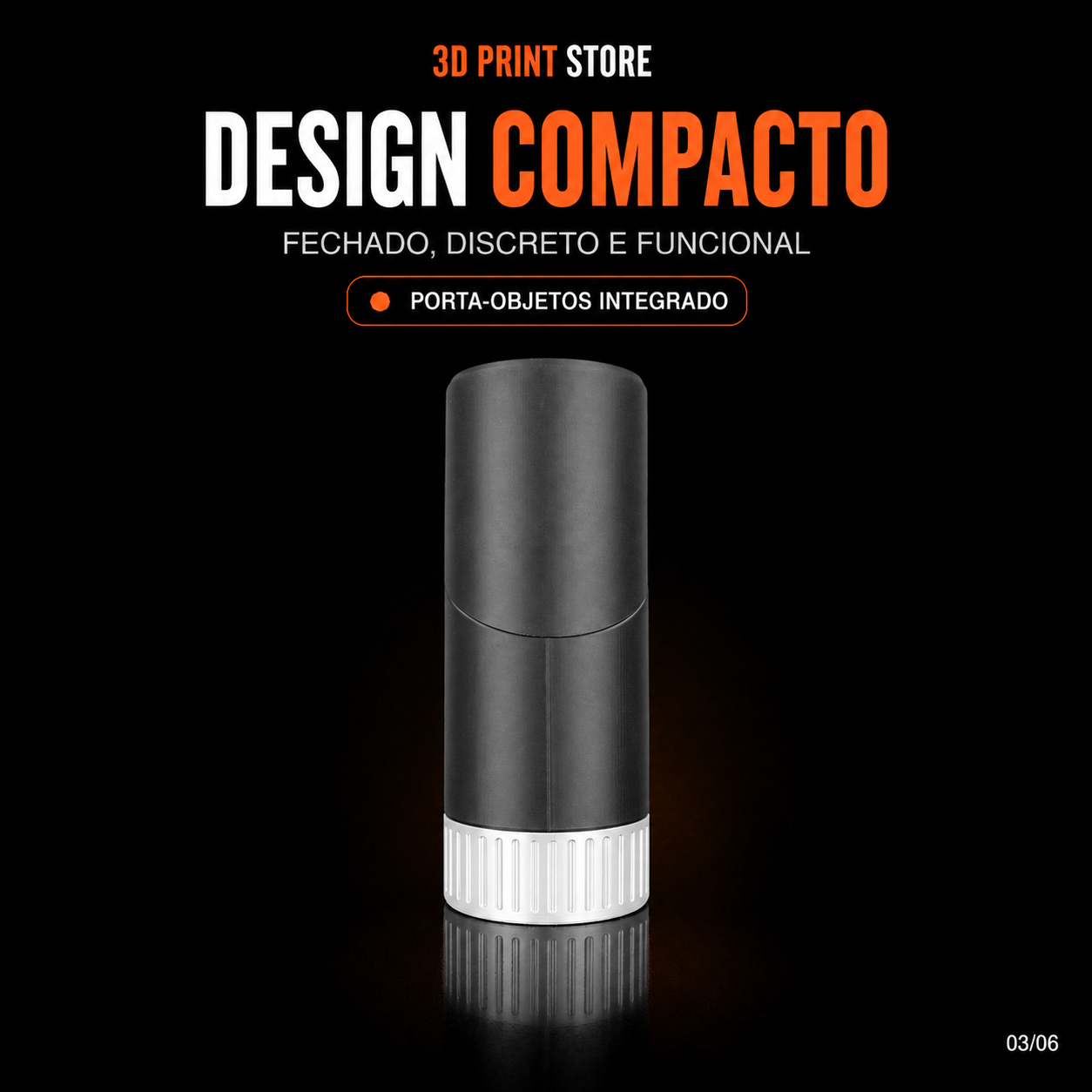 Suporte Curve Caddy preto e branco para headset, com porta-objetos integrado, produzido em impressão 3D.