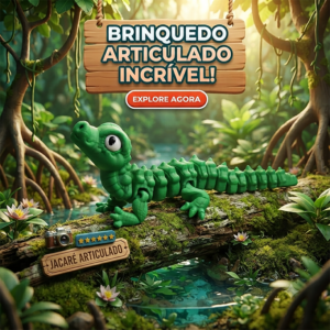 Jacaré Articulado em Impressão 3D PLA – Peça Decorativa e Colecionável
