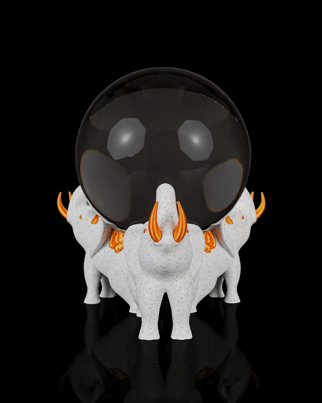 Elephant Trio - Crystal Ball Holder & Lamp - Image 3