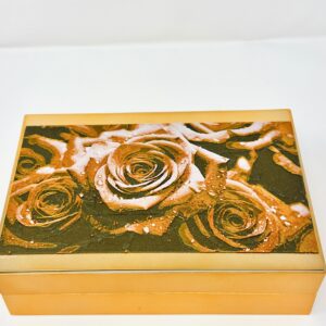 Upcycled Floral Gold & Rose Storage Box