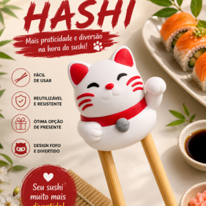 Suporte Gato da Sorte Maneki-neko- Adaptador de Hashi Utensílio para Iniciantes
