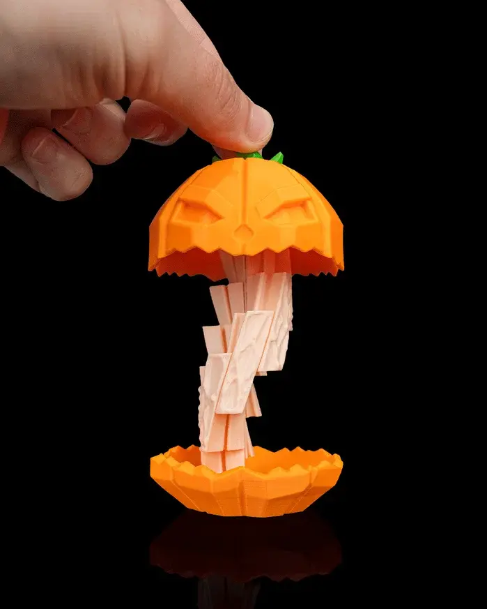 Abóbora de Halloween Articulada Mecânica – Decoração Exclusiva Impressa em 3D