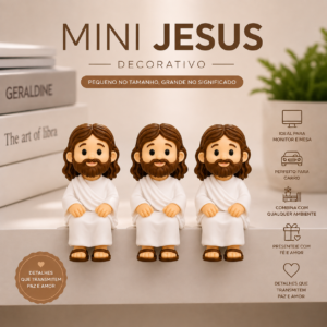Kit com 3 Mini Jesus Decorativo para Mesa Monitor Carro Prateleira