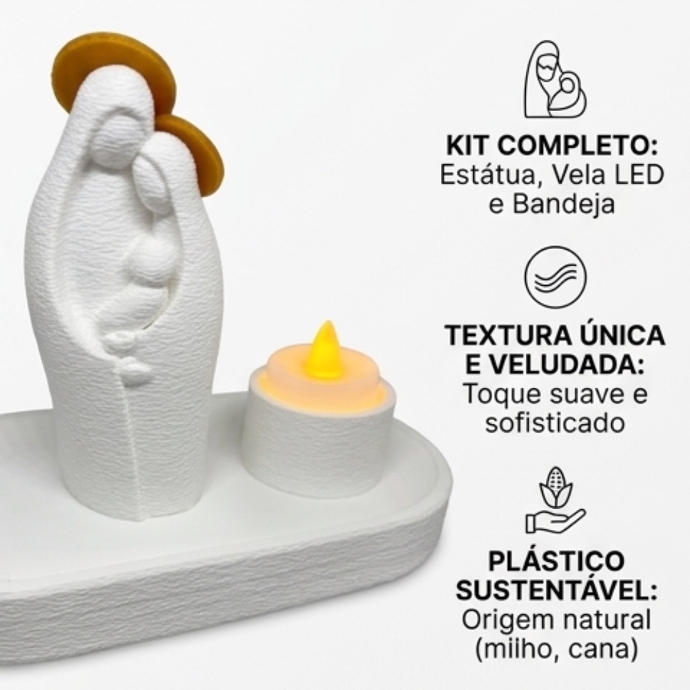 Cantinho da Família Sagrada com Bandeja e Vela em LED - Image 3