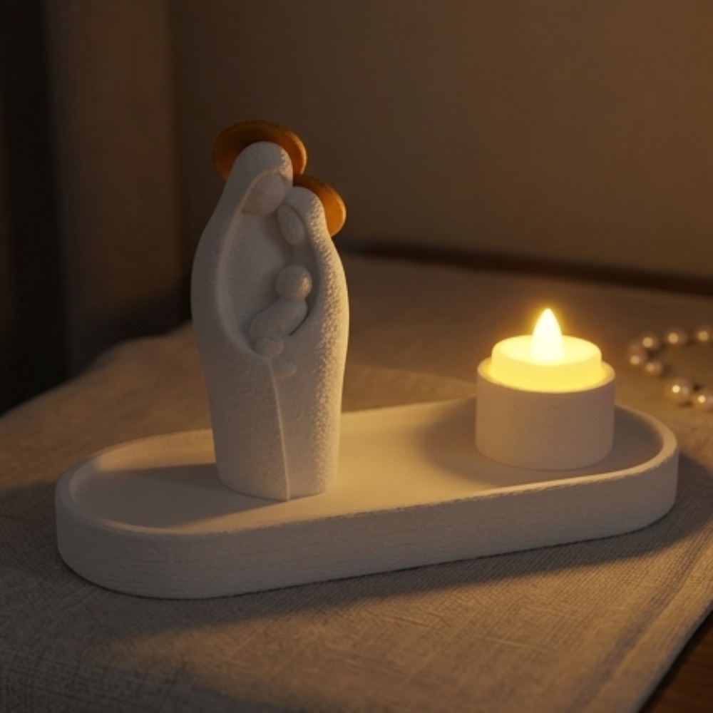 Cantinho da Família Sagrada com Bandeja e Vela em LED - Image 10