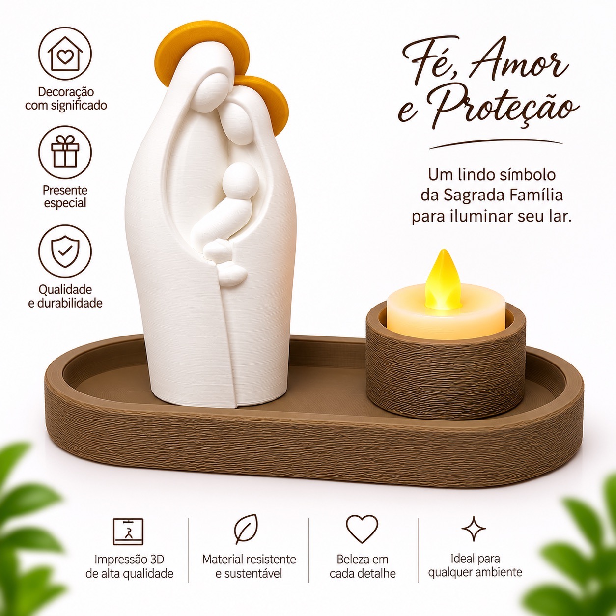 Cantinho da Família Sagrada com Bandeja e Vela em LED - Image 4