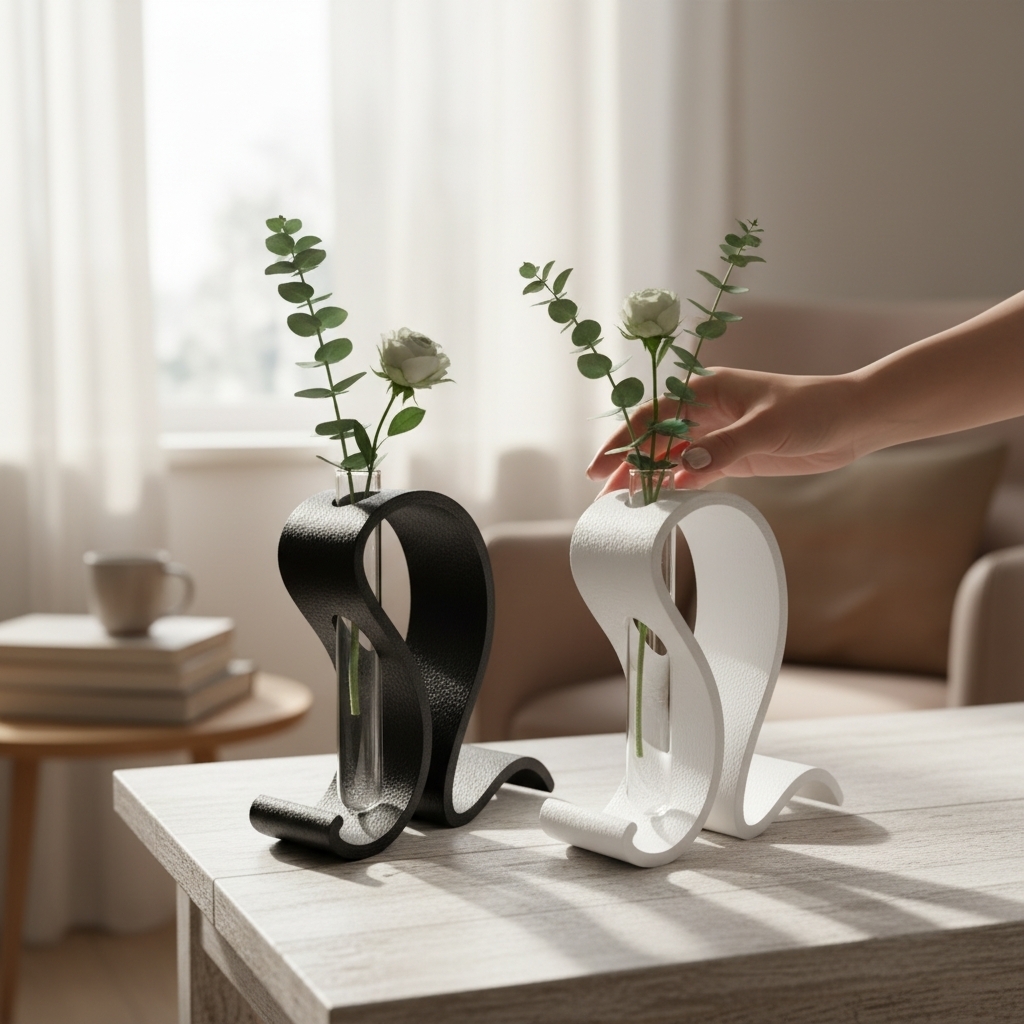Textured Test Tube Vase Set – 3D Printed Modern Flower Display - Image 2