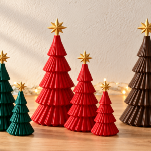 kit árvores de Natal com Estrela Dourada de 18cm, 12cm e 8cm.